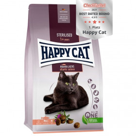 Happy Cat Sterilised Adult Atlantic Salmon - с атлантическа сьомга с ценен розмарин и бял трън